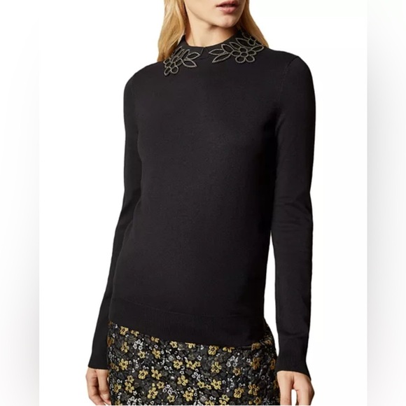 Ted Baker Azaleo Studded Floral Cutout Sweater size 4 - Picture 1 of 7